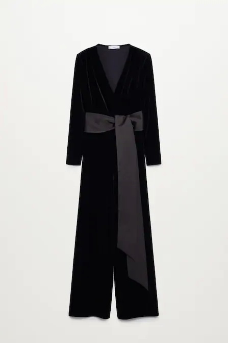 Комбинезон с бархатным поясом|Основной цвет:Черный Женский Mango Комбинезон с бархатным поясом (цвет ), артикул 77039215 | Фото 2