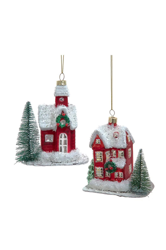 Не имеет пола Kurt S.Adler Елочная игрушка "Домик с елочкой", 10,2 см (цвет ), артикул F2337 | Фото 1