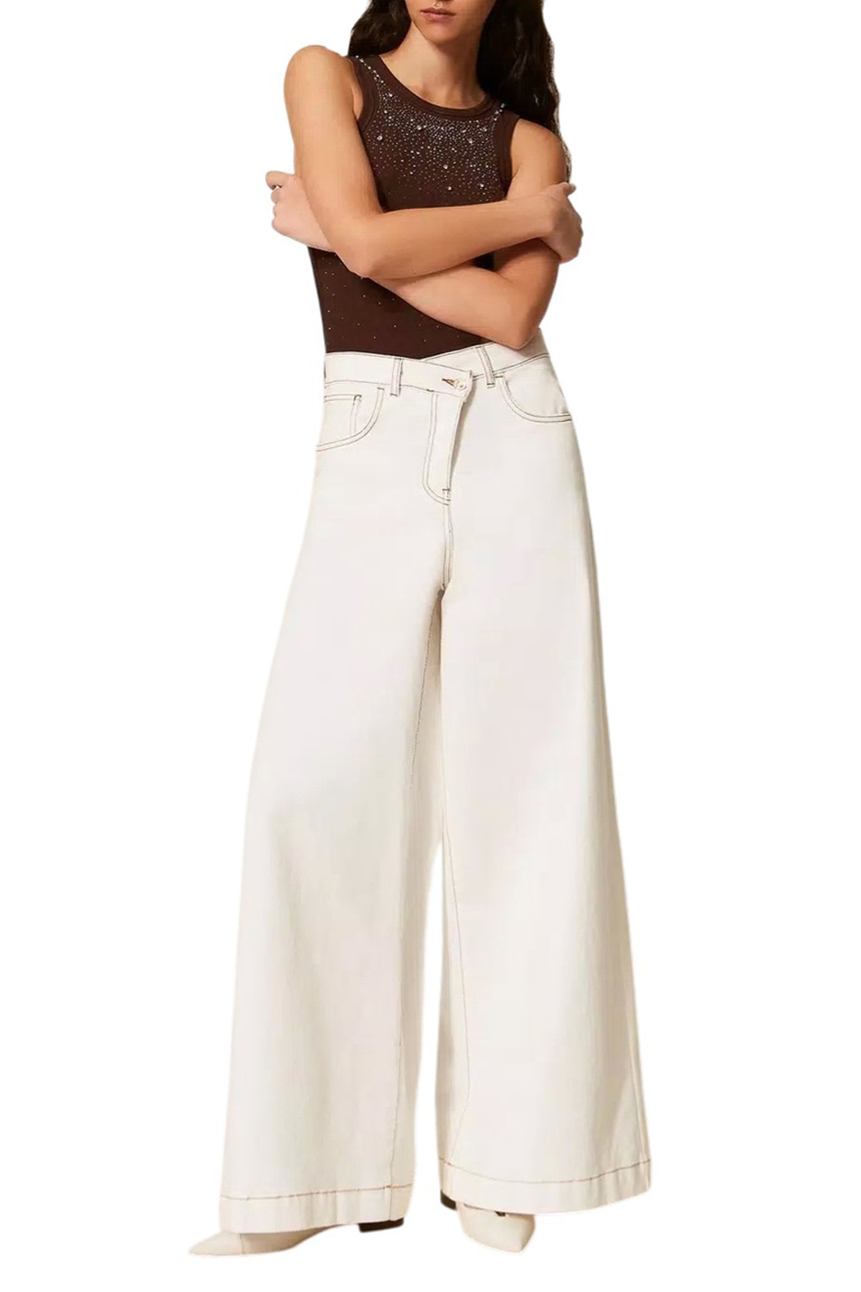 Женский TWINSET Milano Джинсы из элестичного хлопка (цвет ), артикул 261AP2384 | Фото 2