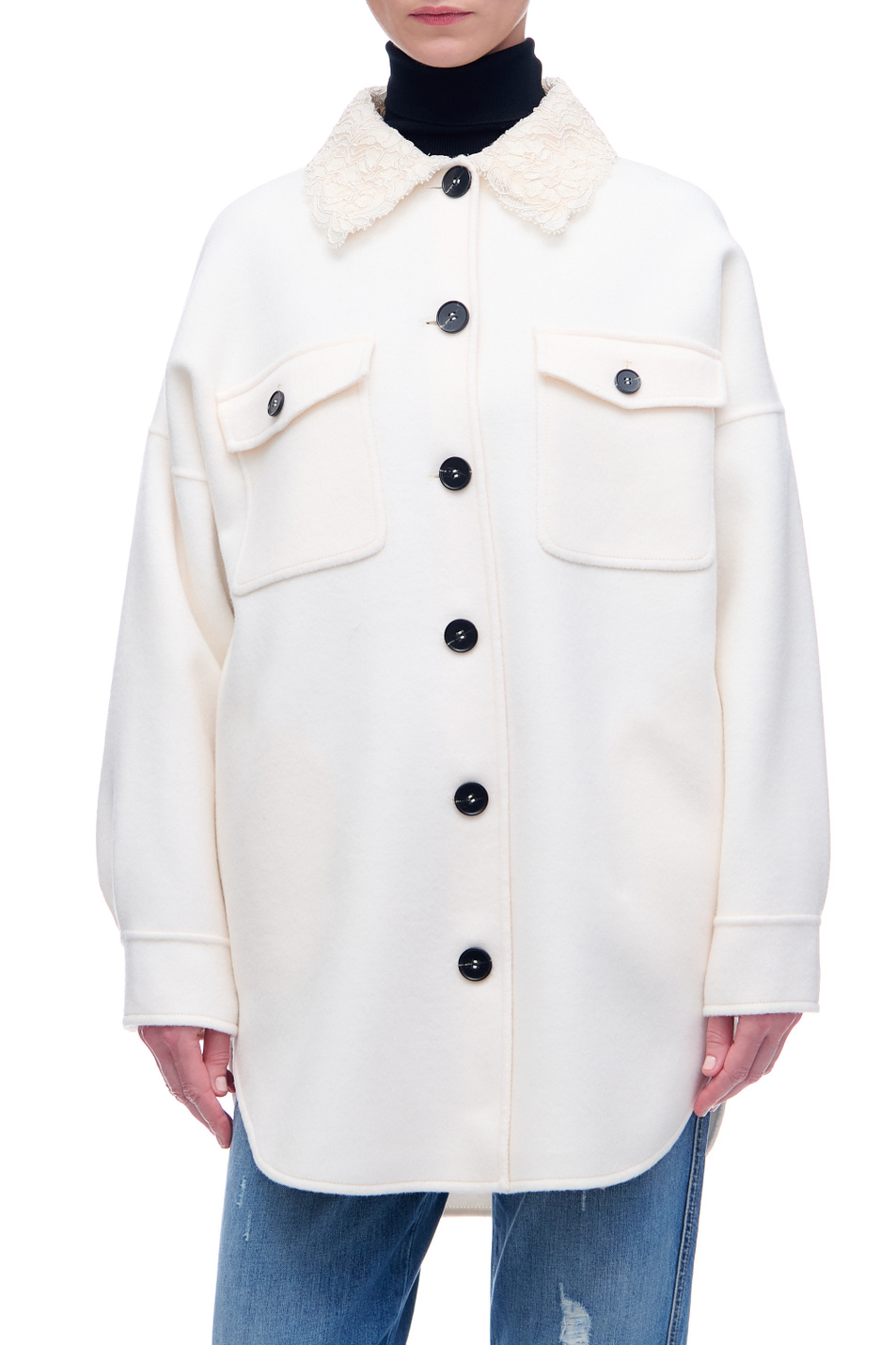 Женский Ermanno Firenze Куртка-рубашка из натуральной шерсти (цвет ), артикул D39ETCP39VIN | Фото 3