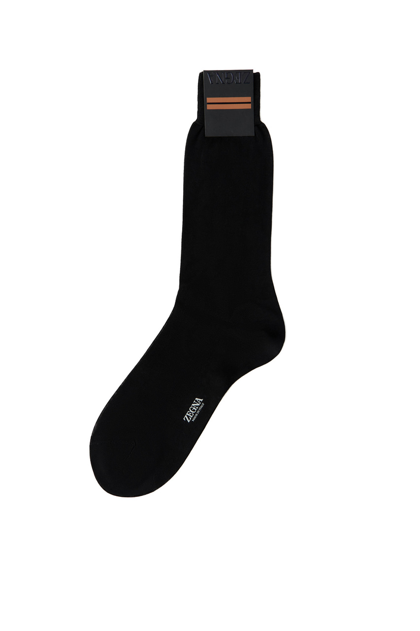Носки из натурального хлопка|Основной цвет:Черный|Артикул:N4V400110 | Фото 1