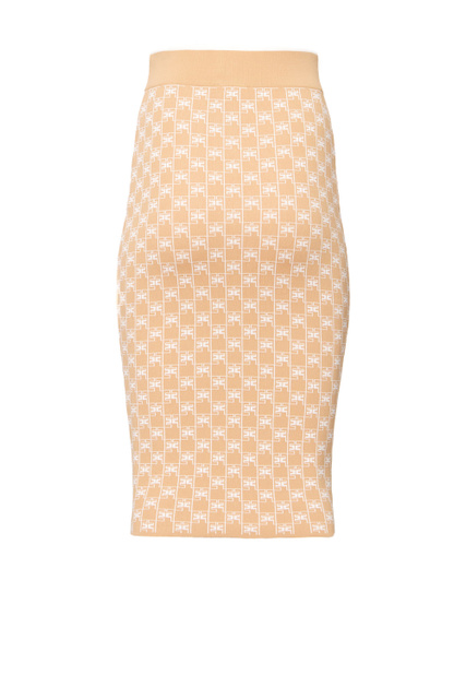 Трикотажная юбка-карандаш с принтом|Основной цвет:Бежевый|Артикул:GK45G21E2 | Фото 2