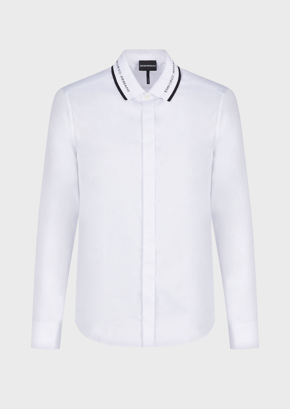 Emporio Armani Рубашка из натурального хлопка с жаккардовым логотипом на воротнике (цвет ), артикул 3K1CP8-1NXRZ | Фото 1