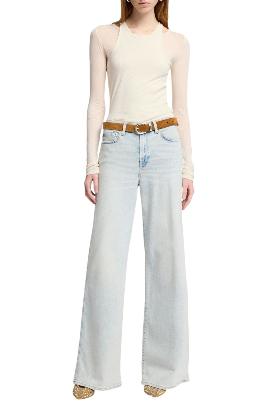 Женский 7 for all Mankind Джинсы однотонные из смесового хлопка (цвет ), артикул 7U662120 | Фото 2