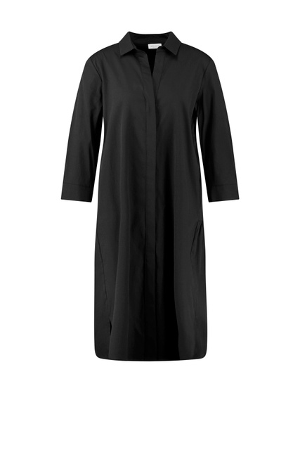 Платье-рубашка из смесового хлопка|Основной цвет:Черный|Артикул:780020-31594 | Фото 1