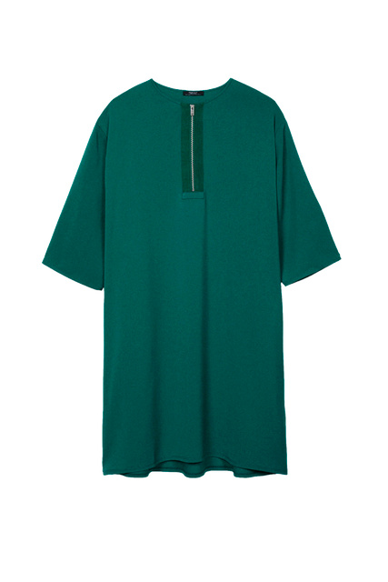 Платье с короткими рукавами и молнией|Основной цвет:Зеленый|Артикул:194461 | Фото 1