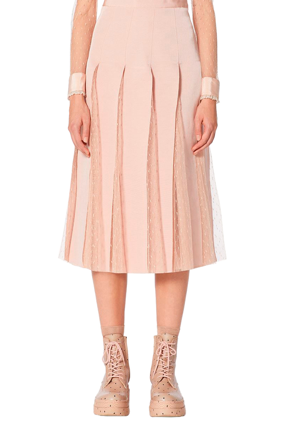 Женский Red Valentino Юбка из тюля «пуэн-деспри» с лентами из грогрена (цвет ), артикул VR3RAF701GK | Фото 3