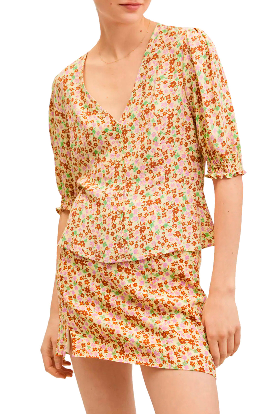 Женский Mango Блуза BEADY с пышными рукавами и принтом (цвет ), артикул 27017125 | Фото 3