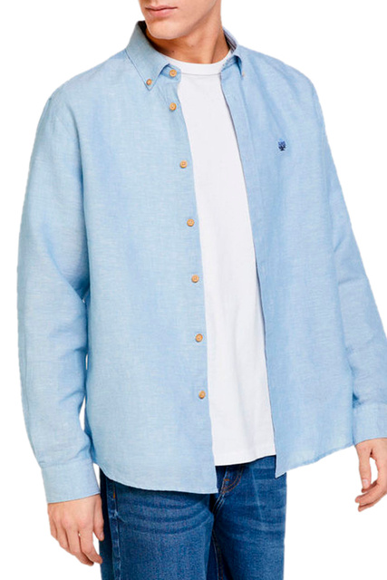 Однотонная рубашка|Основной цвет:Голубой|Артикул:0993371 | Фото 1