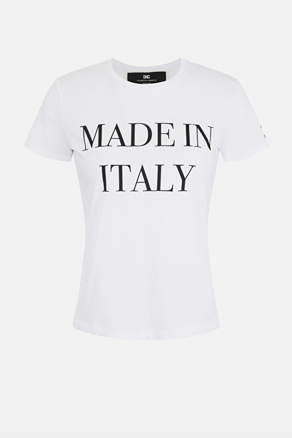 Elisabetta Franchi Футболка с надписью «Made in Italy» (цвет ), артикул MA20311E2 | Фото 1