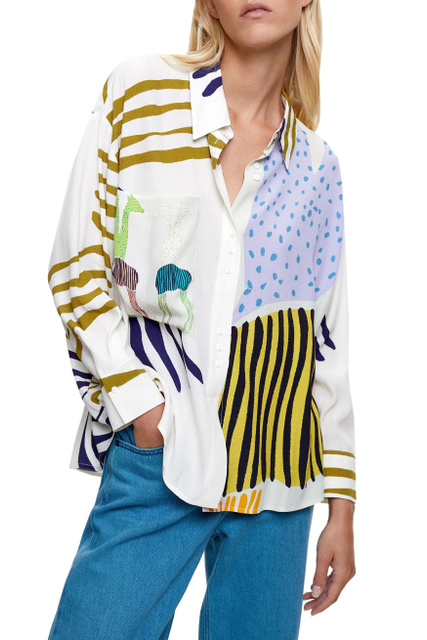 Блузка из вискозы с принтом|Основной цвет:Мультиколор|Артикул:202018 | Фото 2