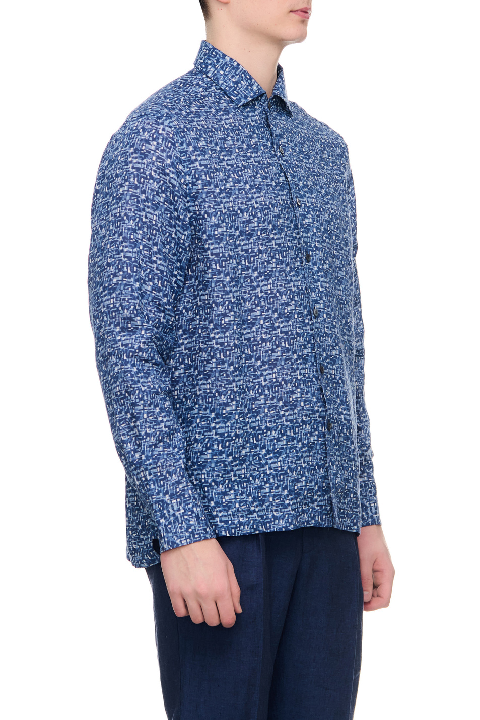 Мужской Corneliani Рубашка из чистого льна с принтом (цвет ), артикул 91P201-3111910 | Фото 3