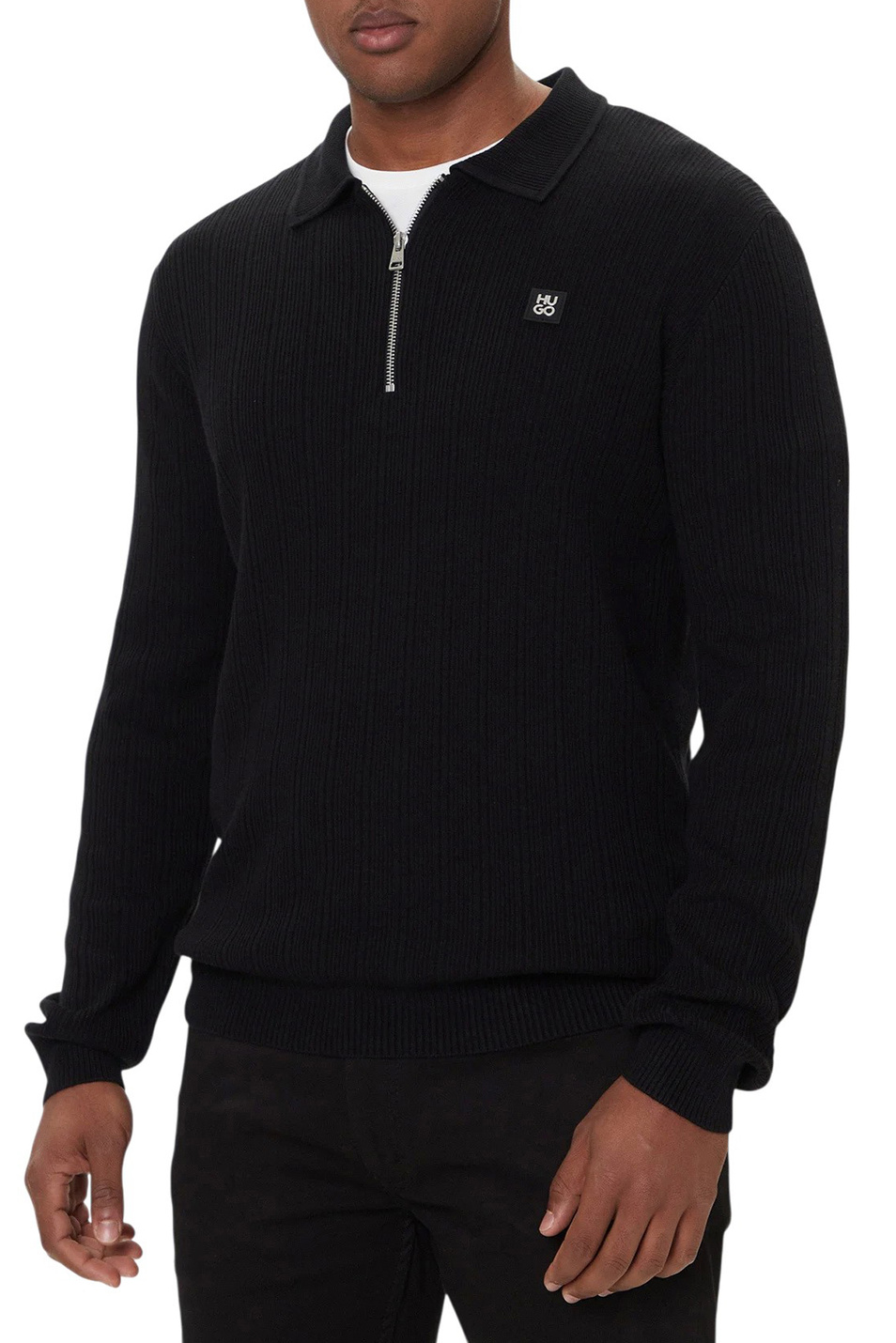 Джемпер поло Sastoro с логотипом|Основной цвет:Черный Мужской HUGO Джемпер поло Sastoro с логотипом (цвет ), артикул 50524556 | Фото 4