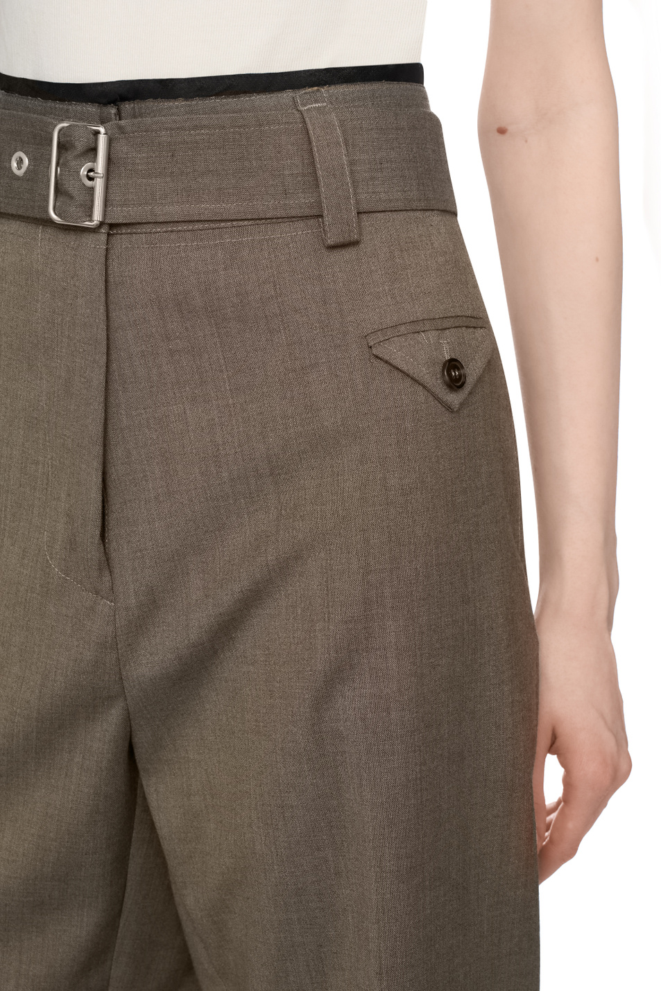 Женский Pinko Брюки из шерсти и хлопка (цвет коричневый), артикул 104701A2BQ | Фото 6