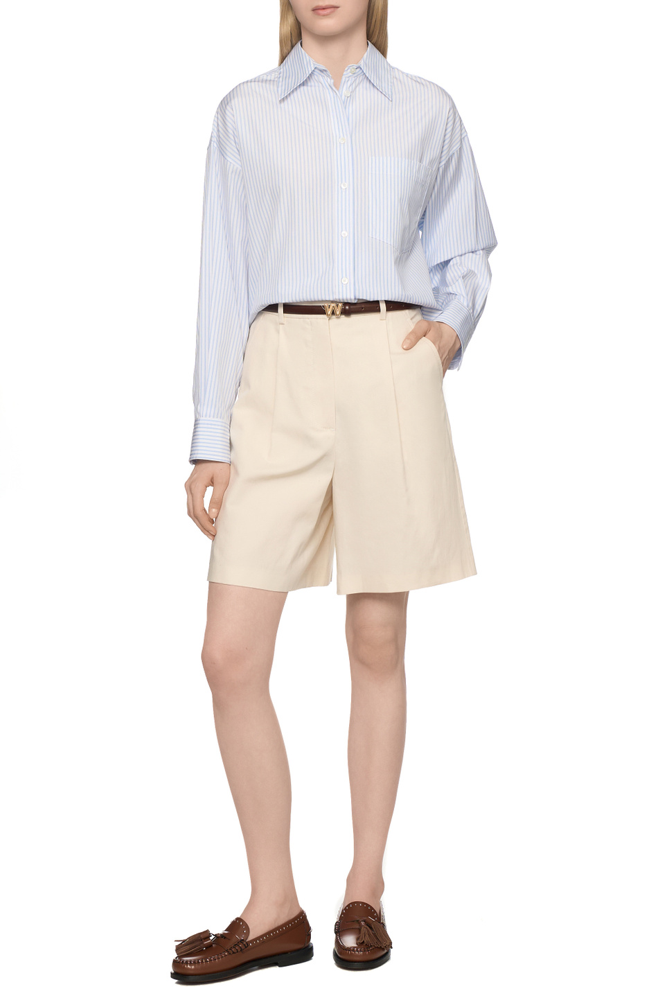 Женский Weekend Max Mara Шорты-бермуды ECUBA из хлопка и льна (цвет ), артикул 2615141022 | Фото 3