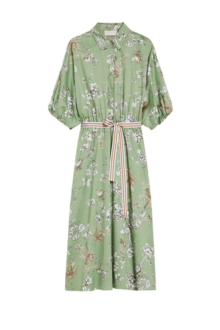 Платье-рубашка CATENA из натурального хлопка с принтом|Основной цвет:Зеленый|Артикул:2417221061 | Фото 1