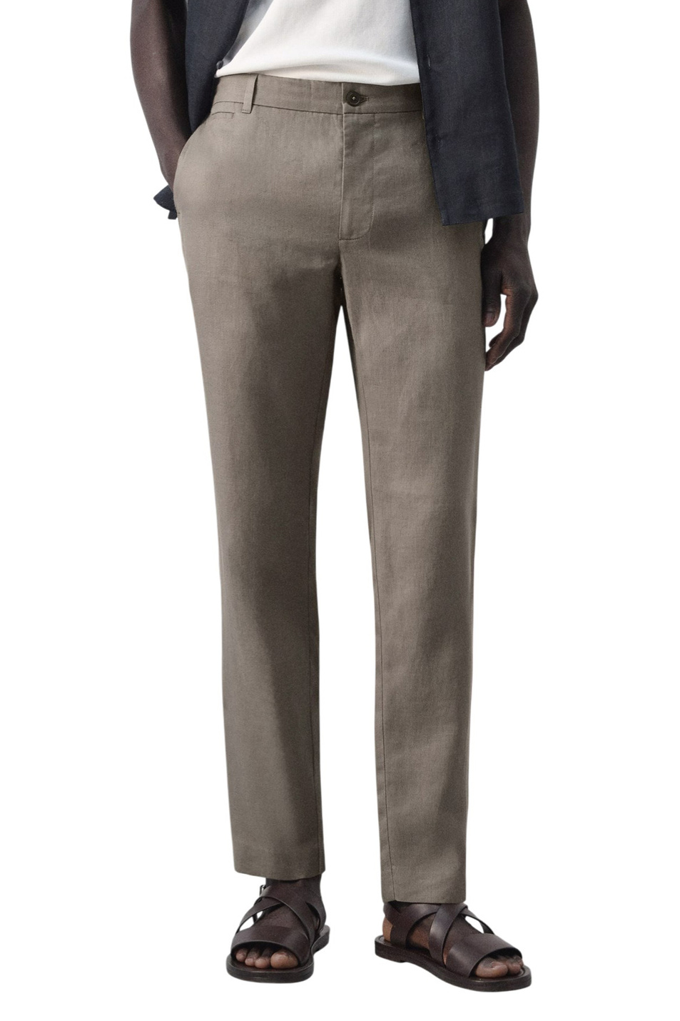Мужской Mango Man Брюки OYSTER из льна (цвет ), артикул 27026711 | Фото 3