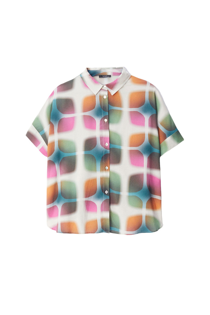Блузка с принтом|Основной цвет:Разноцветный|Артикул:217445 | Фото 1