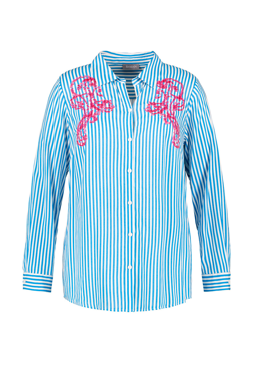 Рубашка с принтом|Основной цвет:Голубой|Артикул:460001-21002 | Фото 1
