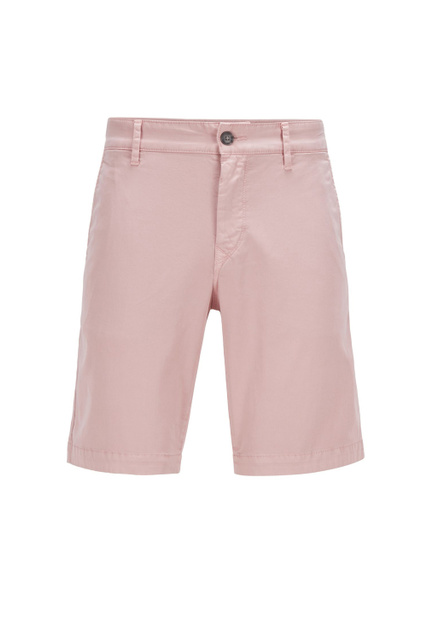 Приталенные шорты из хлопкового твила|Основной цвет:Розовый|Артикул:50447772 | Фото 1