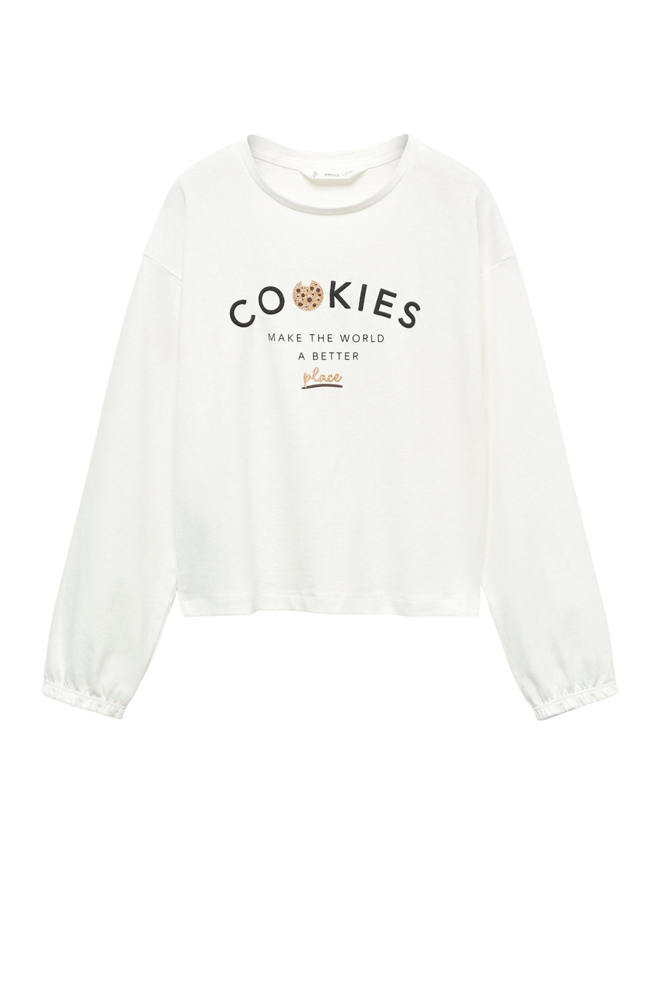 Девочкам Mango Kids Лонгслив COOKIES из хлопка с принтом (цвет ), артикул 57075992 | Фото 1