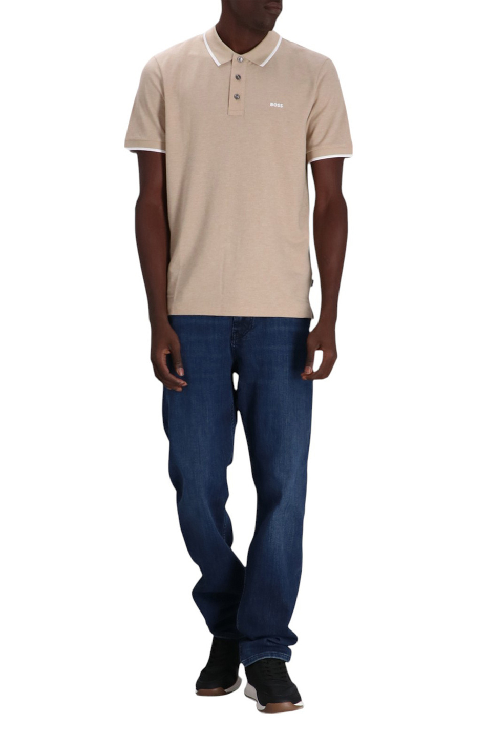 Поло из натурального хлопка|Основной цвет:Бежевый Мужской BOSS Поло из натурального хлопка (цвет ), артикул 50494697 | Фото 3
