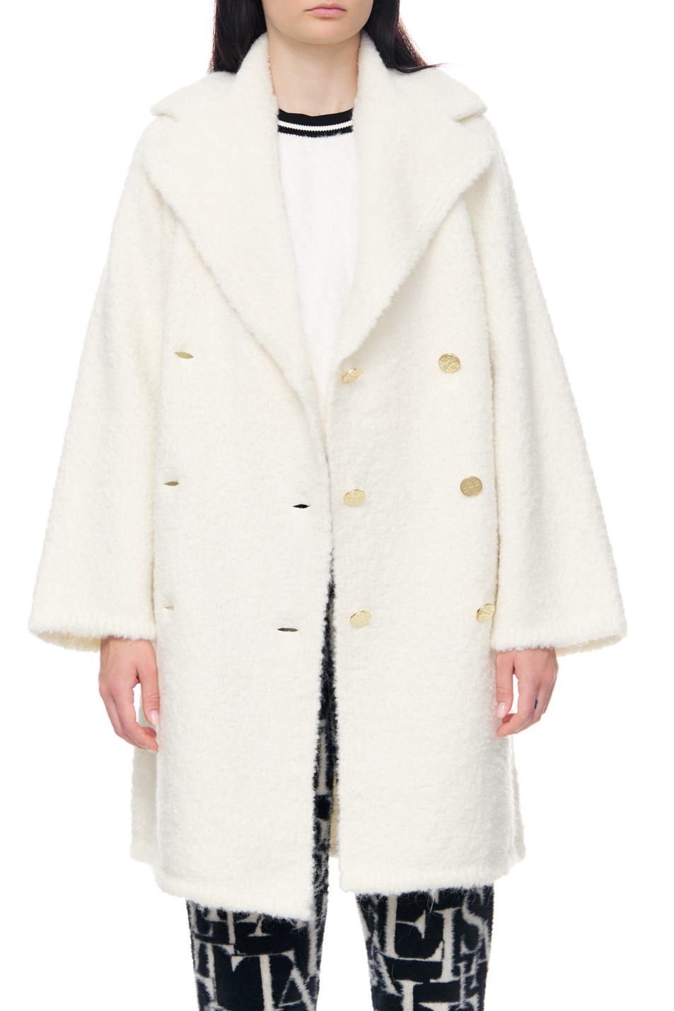 Женский Elisabetta Franchi Двубортное пальто из букле (цвет ), артикул CK03T26E2 | Фото 5