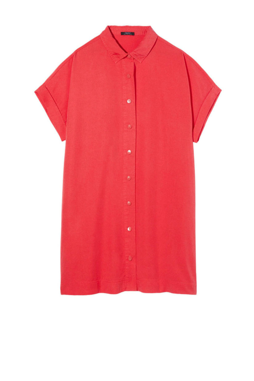 Платье-рубашка из лиоцелла|Основной цвет:Красный|Артикул:208038 | Фото 1