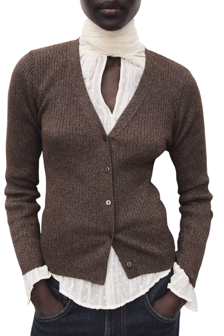 Женский Mango Кардиган VANA в рубчик (цвет ), артикул 17055813 | Фото 3