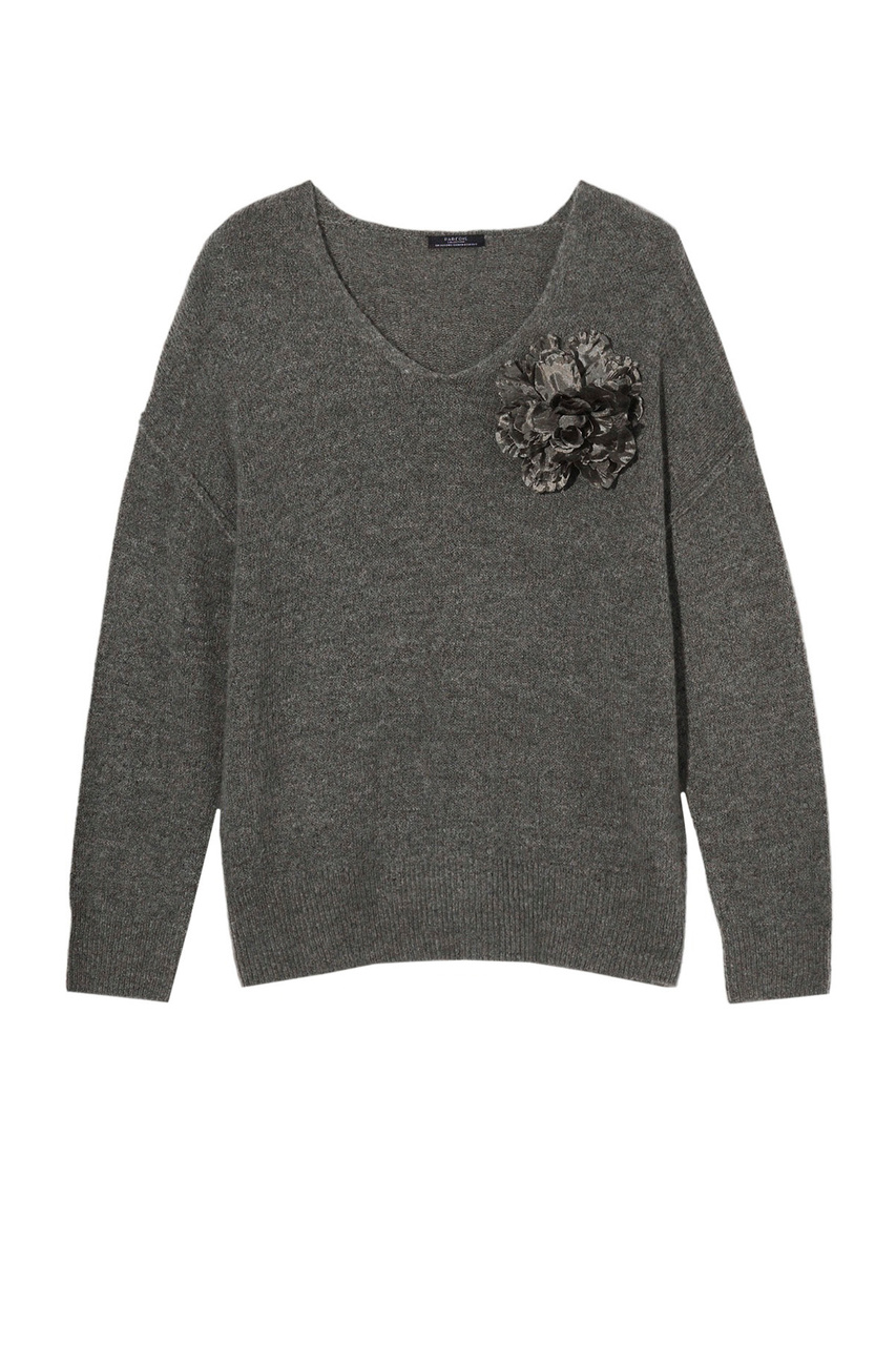 Пуловер из смесовой пряжи альпаки|Основной цвет:Серый|Артикул:215411 | Фото 1