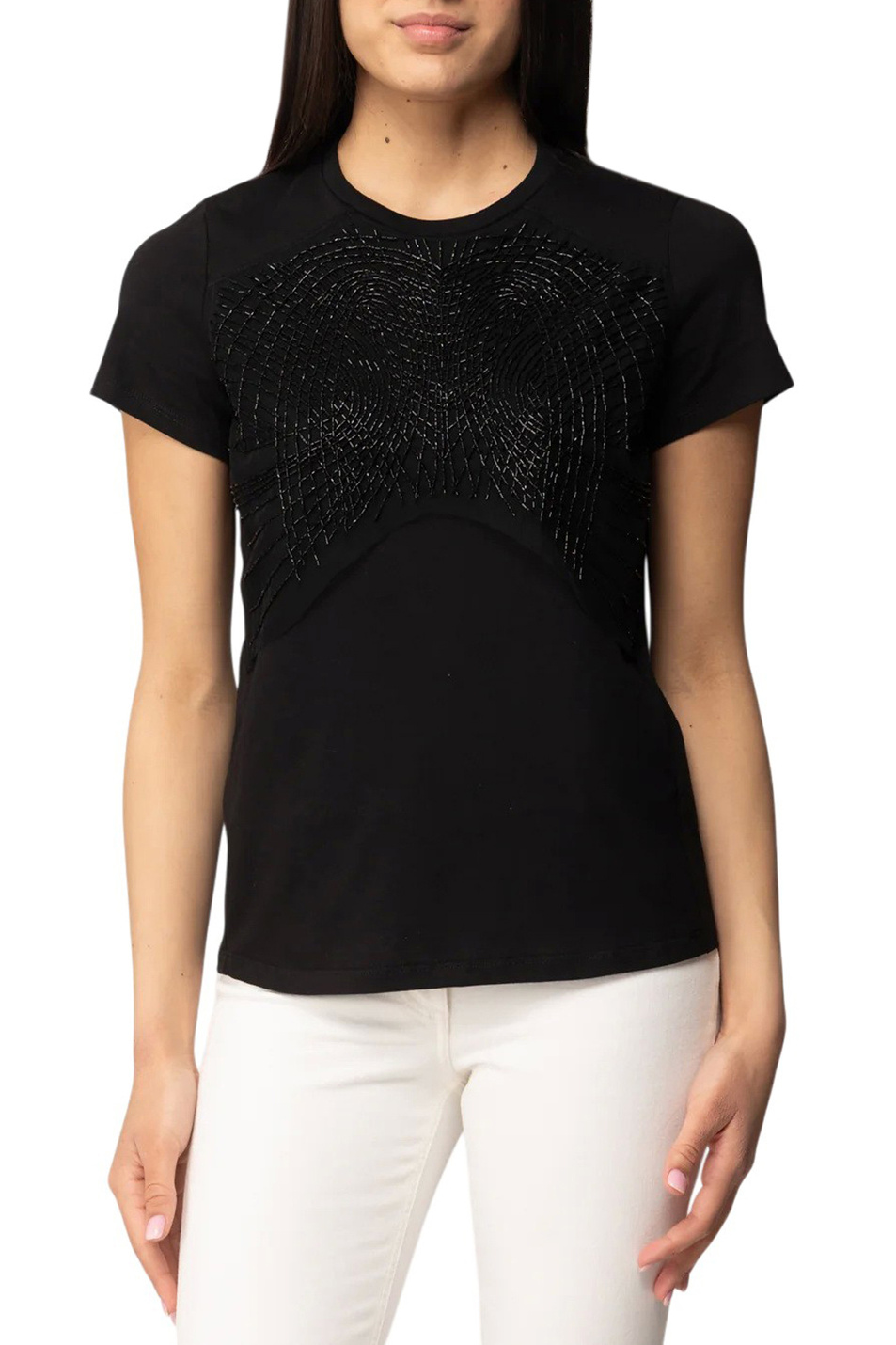 Женский Elisabetta Franchi Футболка из хлопка (цвет ), артикул MA01861E2 | Фото 4