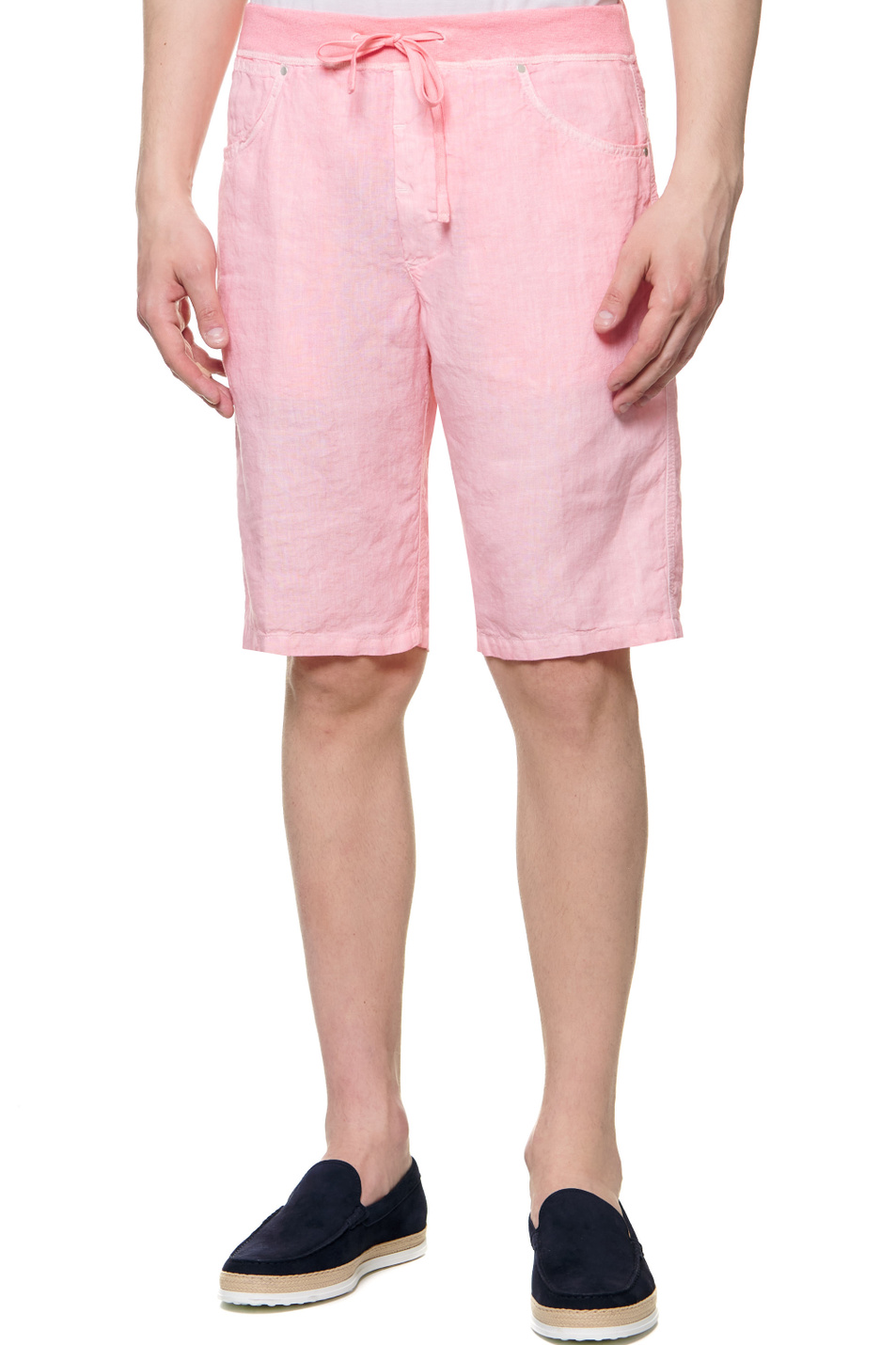 Мужской 120% Lino Льняные шорты с эластичным поясом на кулиске (цвет ), артикул V0M21200000253S00 | Фото 1