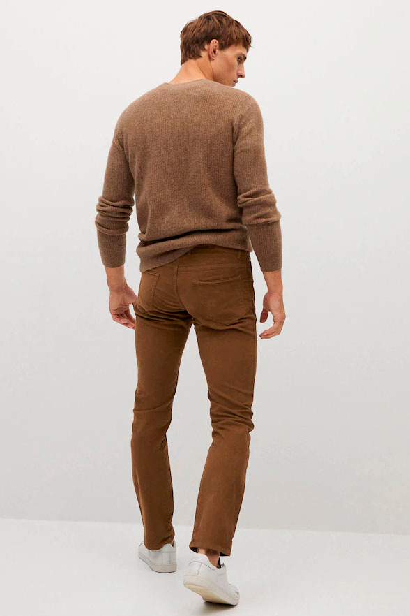 Mango Man Вельветовые брюки приталенного кроя с эффектом денима (цвет ), артикул 77027877 | Фото 3