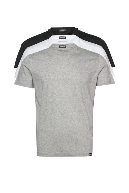 Набор из 3 хлопковых футболок|Основной цвет:Белый|Артикул:D9X3C2370 | Фото 1