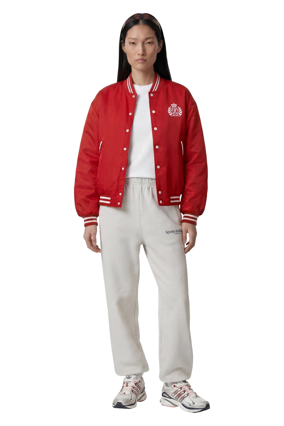 Бомбер H&W Crest с логотипом|Основной цвет:Красный Женский Sporty & Rich Бомбер H&W Crest с логотипом (цвет ), артикул OW054710243RE33 | Фото 3