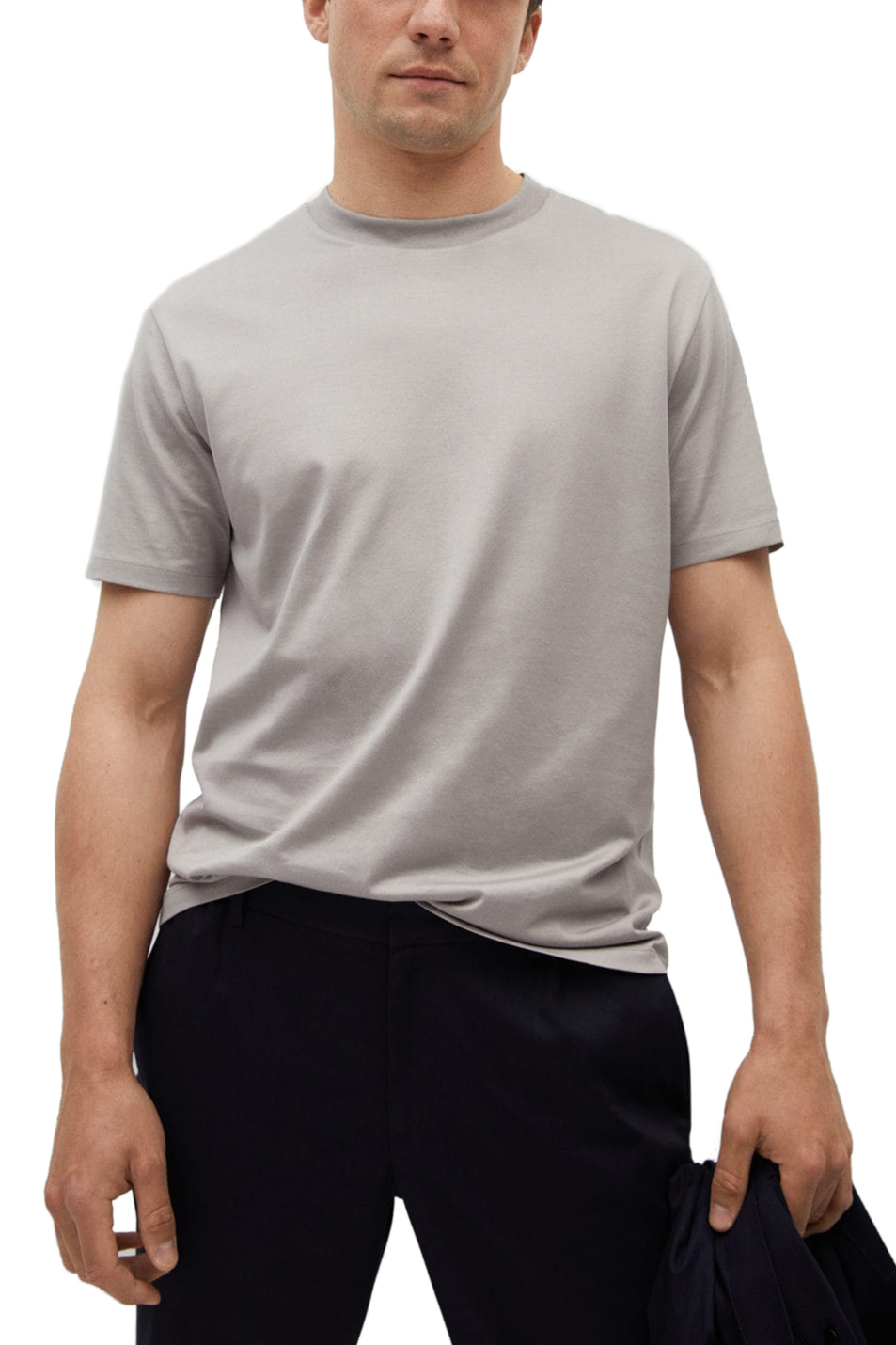 Мужской Mango Man Базовая футболка из натурального хлопка (цвет ), артикул 17060293 | Фото 3