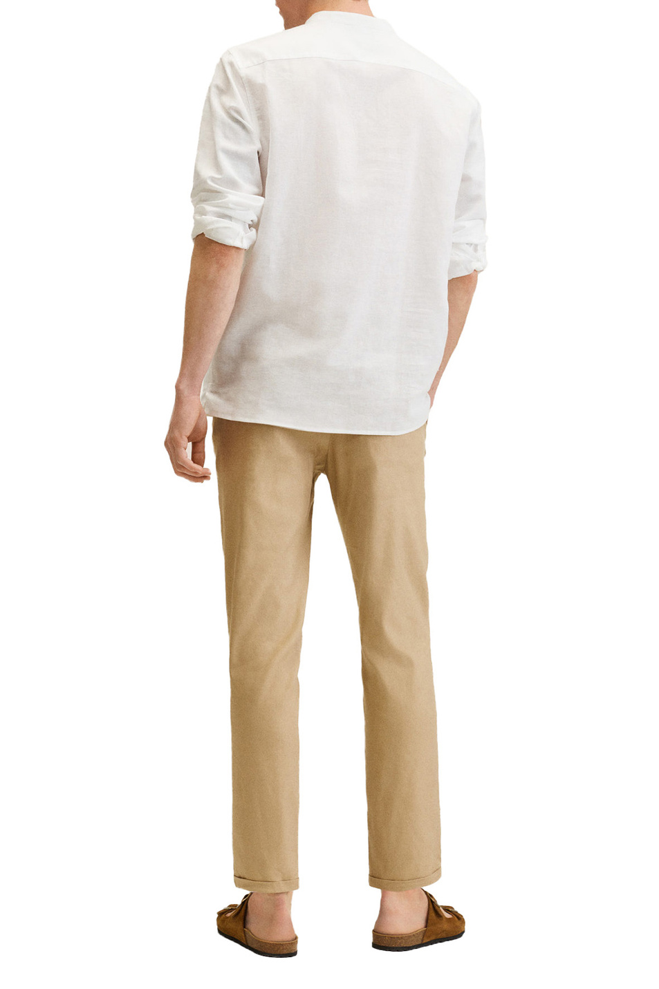 Mango Man Рубашка BOLAR из хлопка и льна с воротником-стойкой (цвет ), артикул 27005661 | Фото 4
