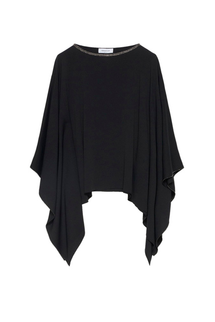 Блузка с широкими асимметричными рукавами|Основной цвет:Черный|Артикул:TPD273W313 | Фото 1