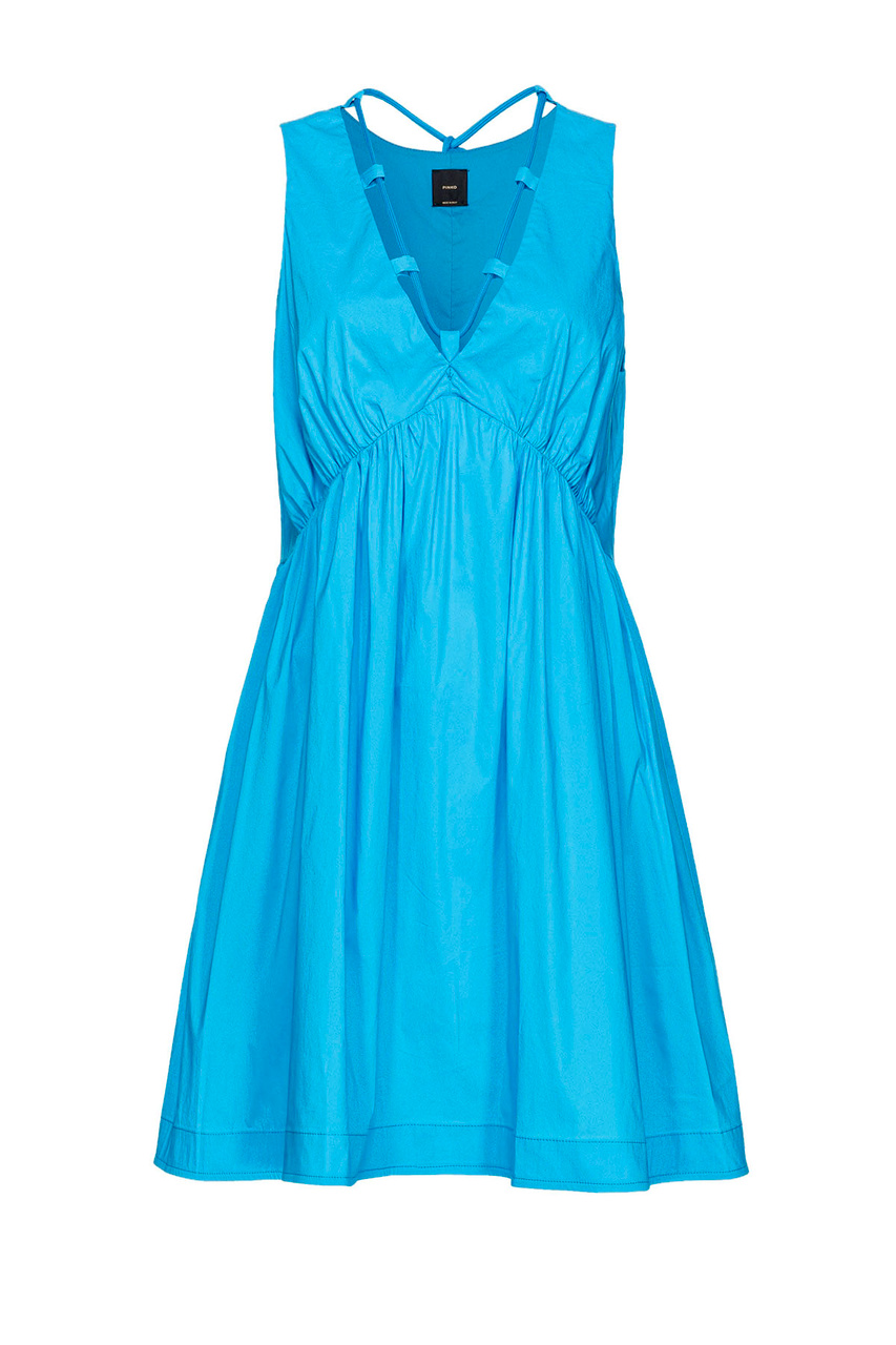 Платье с V-образным вырезом|Основной цвет:Голубой|Артикул:103418A1TX | Фото 1