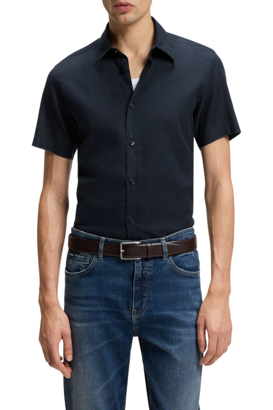 Мужской BOSS Рубашка ROAN из смесового льна (цвет ), артикул 50560743 | Фото 3