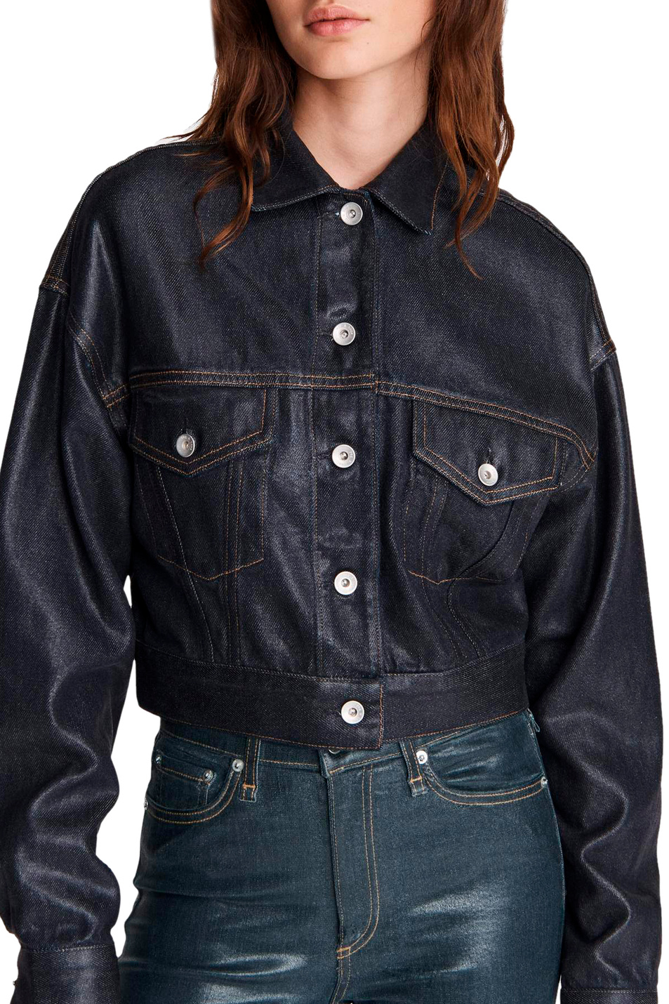 Женский Rag & Bone Укороченная джинсовая куртка (цвет ), артикул WDD22H1433BLCC | Фото 3