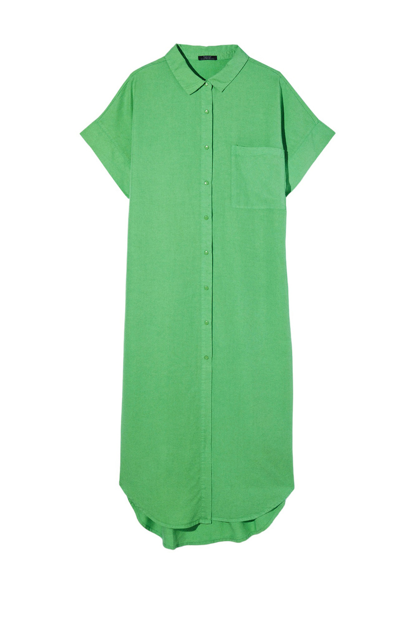 Платье-рубашка из лиоцелла|Основной цвет:Зеленый|Артикул:213661 | Фото 1