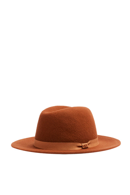 Шляпа с контрастной лентой|Основной цвет:Коричневый|Артикул:192395 | Фото 1
