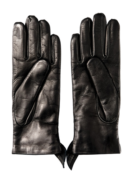 Перчатки из натуральной кожи с резинкой на запястье|Основной цвет:Черный|Артикул:634065-2F204 | Фото 2