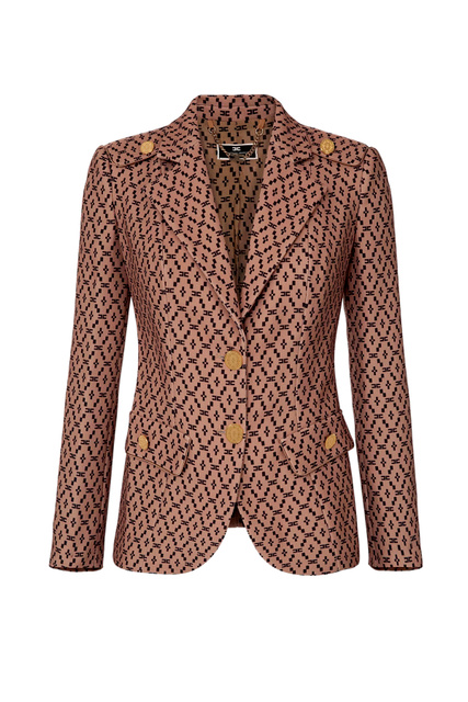 Пиджак с ромбовидным принтом и застежкой на две пуговицы|Основной цвет:Коричневый|Артикул:GI04431E2 | Фото 1