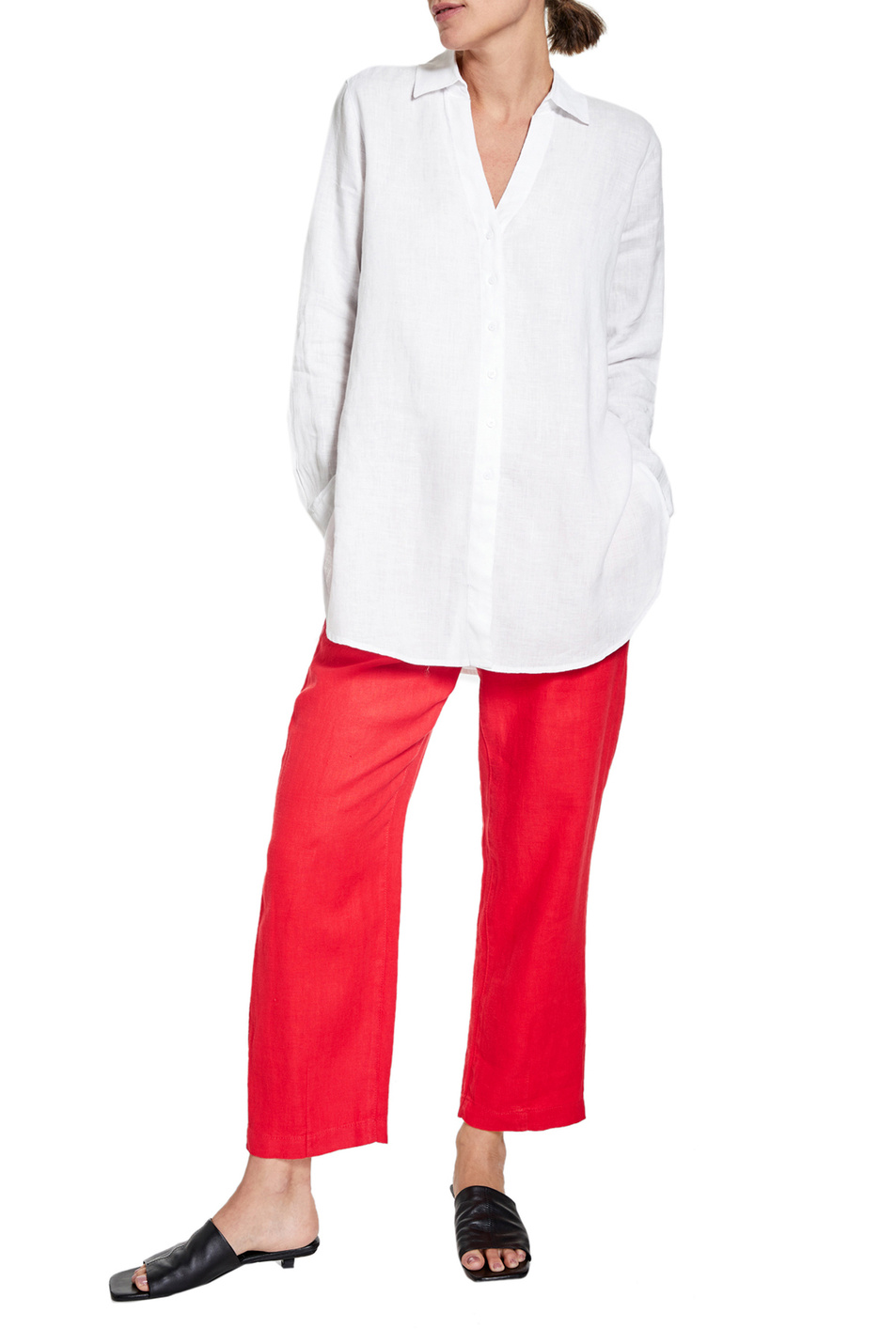 Женский Gerry Weber Однотонные брюки из чистого льна (цвет ), артикул 622083-66225 -Easy Fit | Фото 3