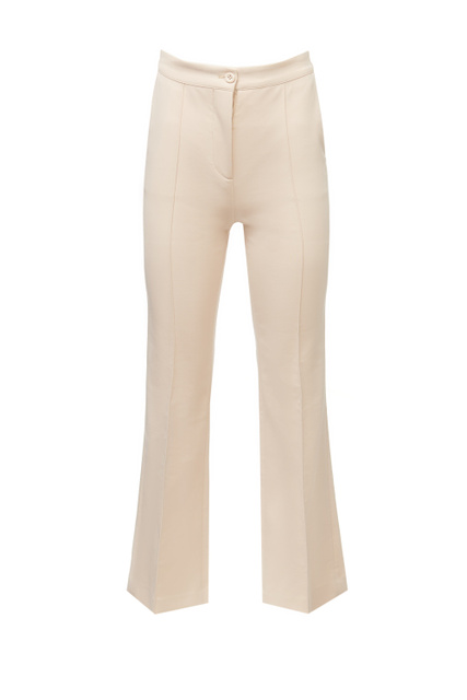 Однотонные брюки с высокой посадкой|Основной цвет:Кремовый|Артикул:CHS22SPA05029 | Фото 1