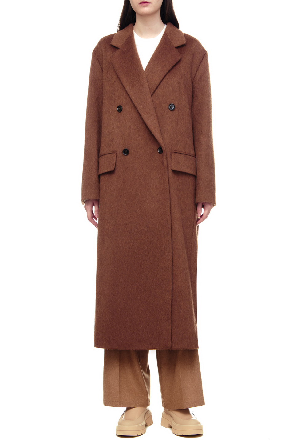Женский BOSS Двубортное пальто из смесовой шерсти (цвет ), артикул 50476834 | Фото 3
