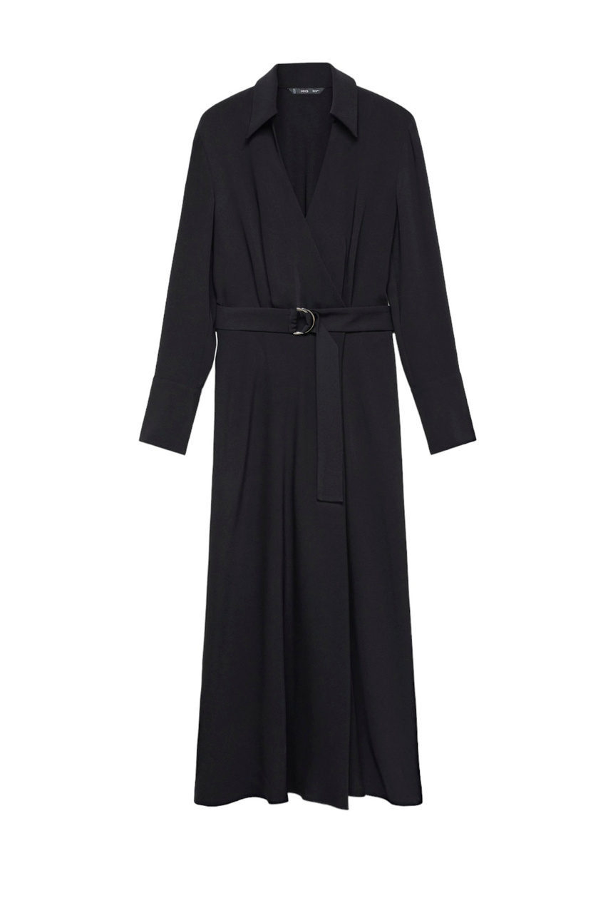 Платье SASHA из струящейся ткани с пряжкой|Основной цвет:Черный|Артикул:57025966 | Фото 1