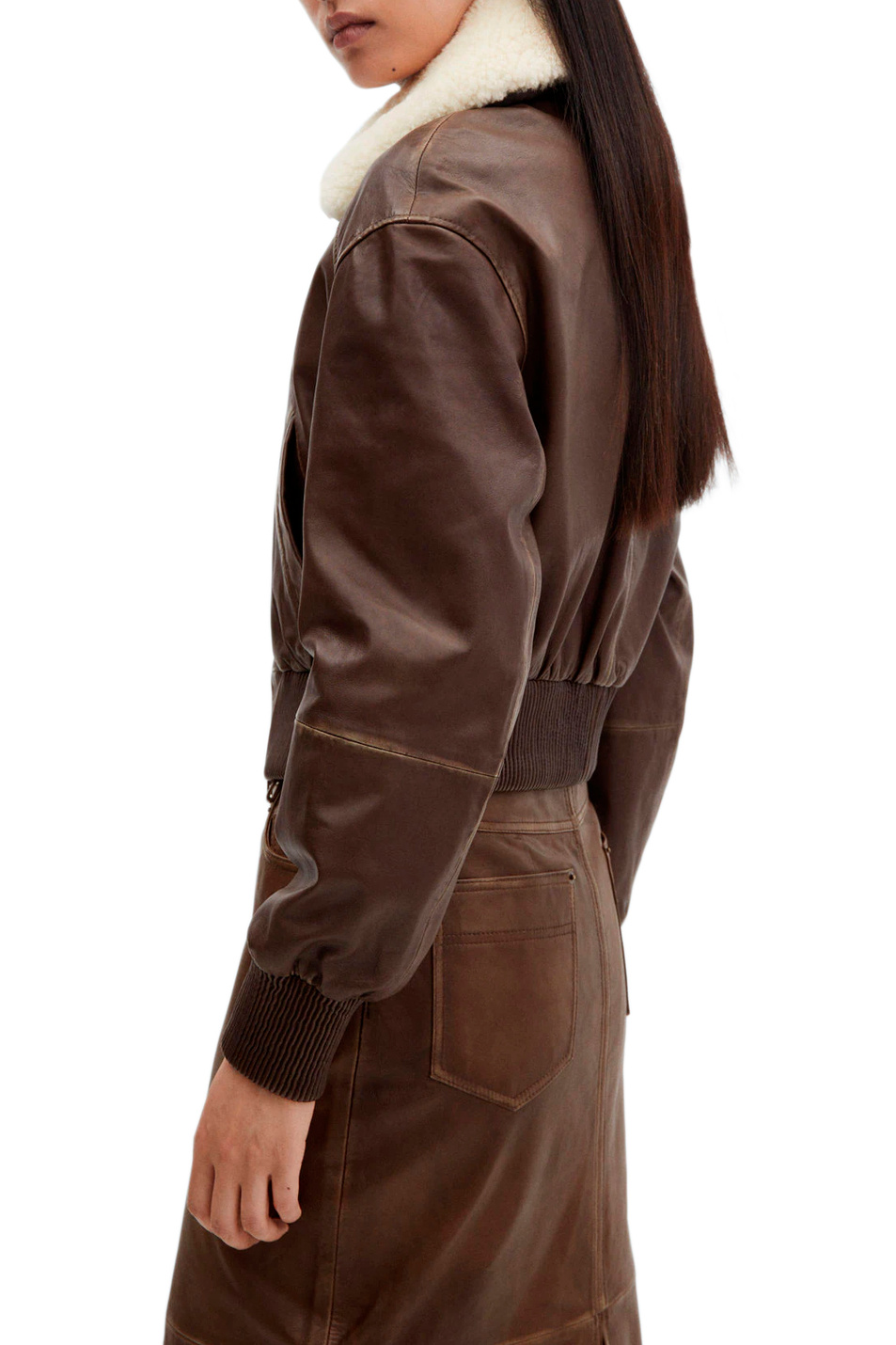 Женский Mango Куртка BRENDA из натуральной кожи (цвет ), артикул 57035986 | Фото 5